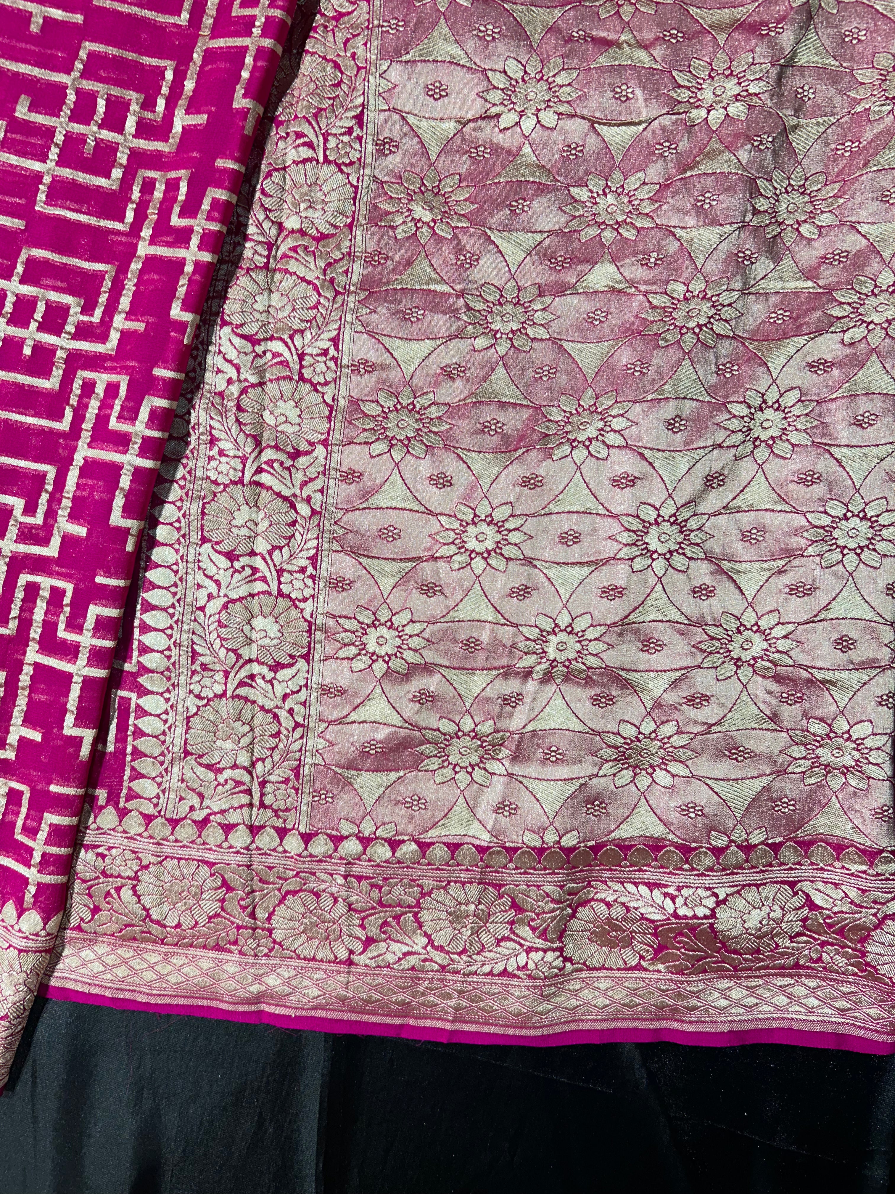 Khaddi Georgette Pink Sarees