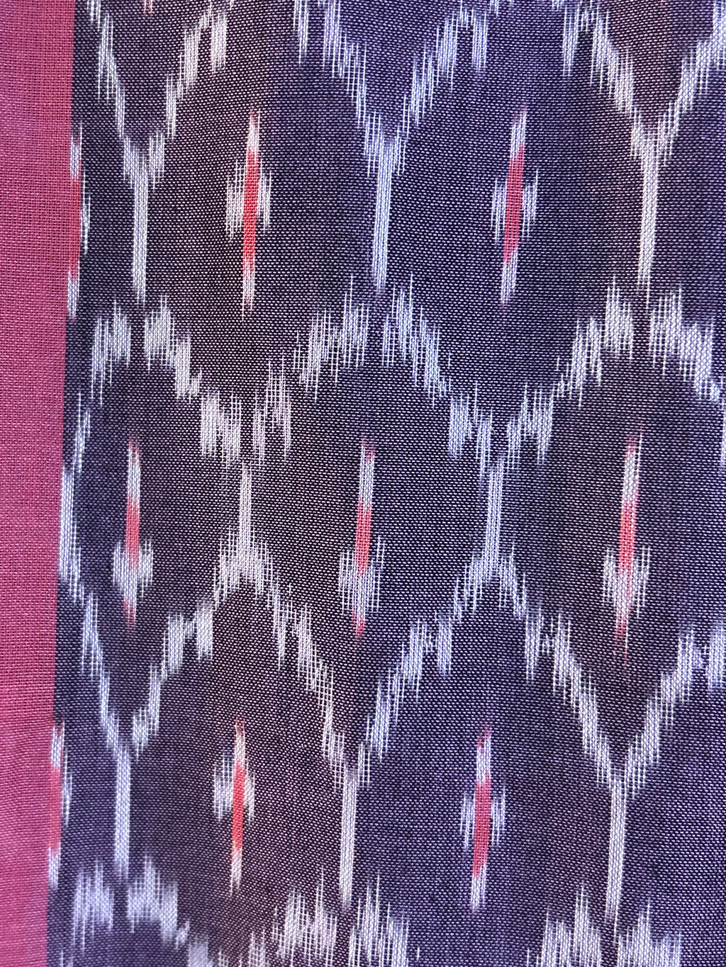 Pink & Dark Purple Mercerised Pure Ikkat Cotton Silk