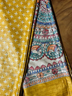 Pure Gicha Silk Mustard Yellow Saree