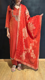 Orange Tissue Silk Kurta Set