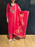 Pink Tissue Silk Kurta Set
