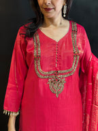 Pink Tissue Silk Kurta Set