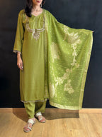 Green Tissue Silk Kurta Set