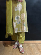 Green Mul Chanderi Kurta Set