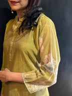 Green Mul Chanderi Kurta Set