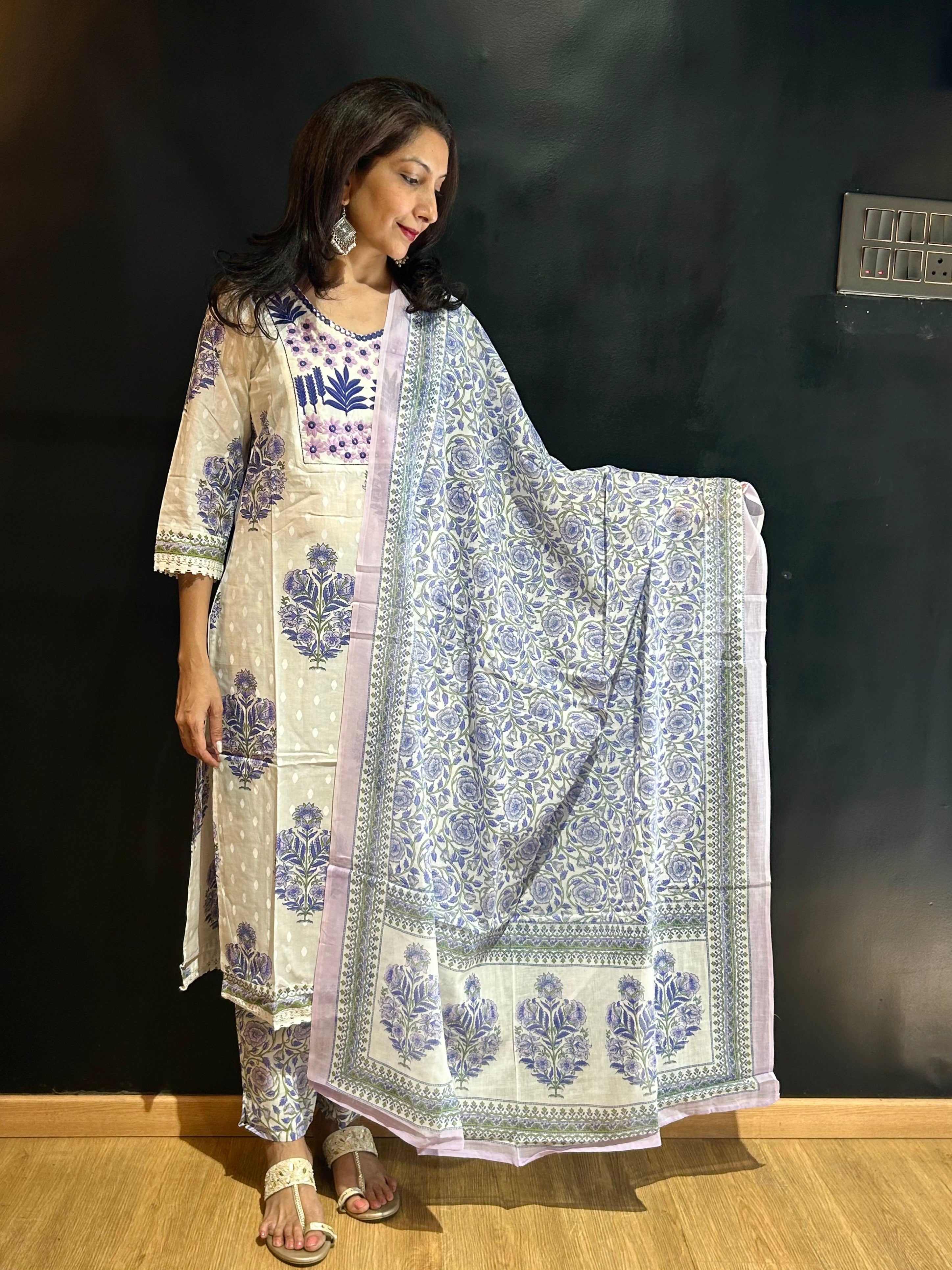 Blue Cotton Kurta Set