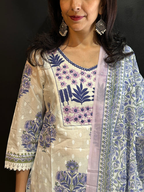 Blue Cotton Kurta Set