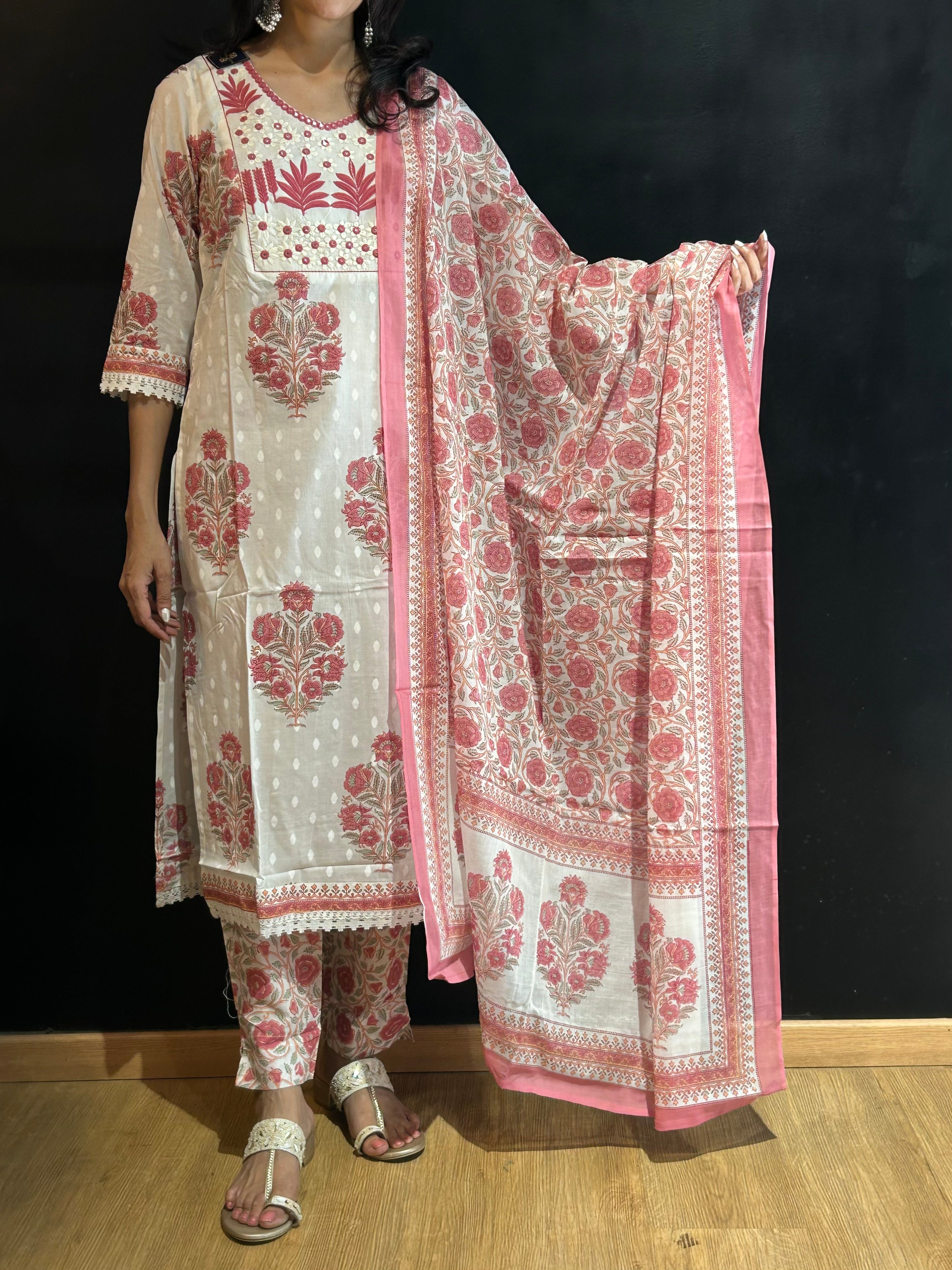 Pink Cotton Surta Set