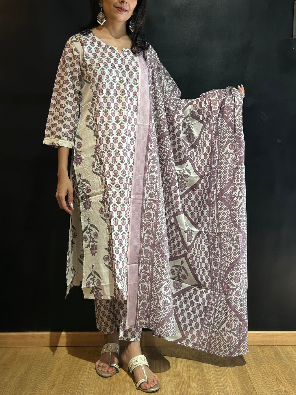 Purple Cotton Kurta Set