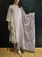 Purple Cotton Kurta Set