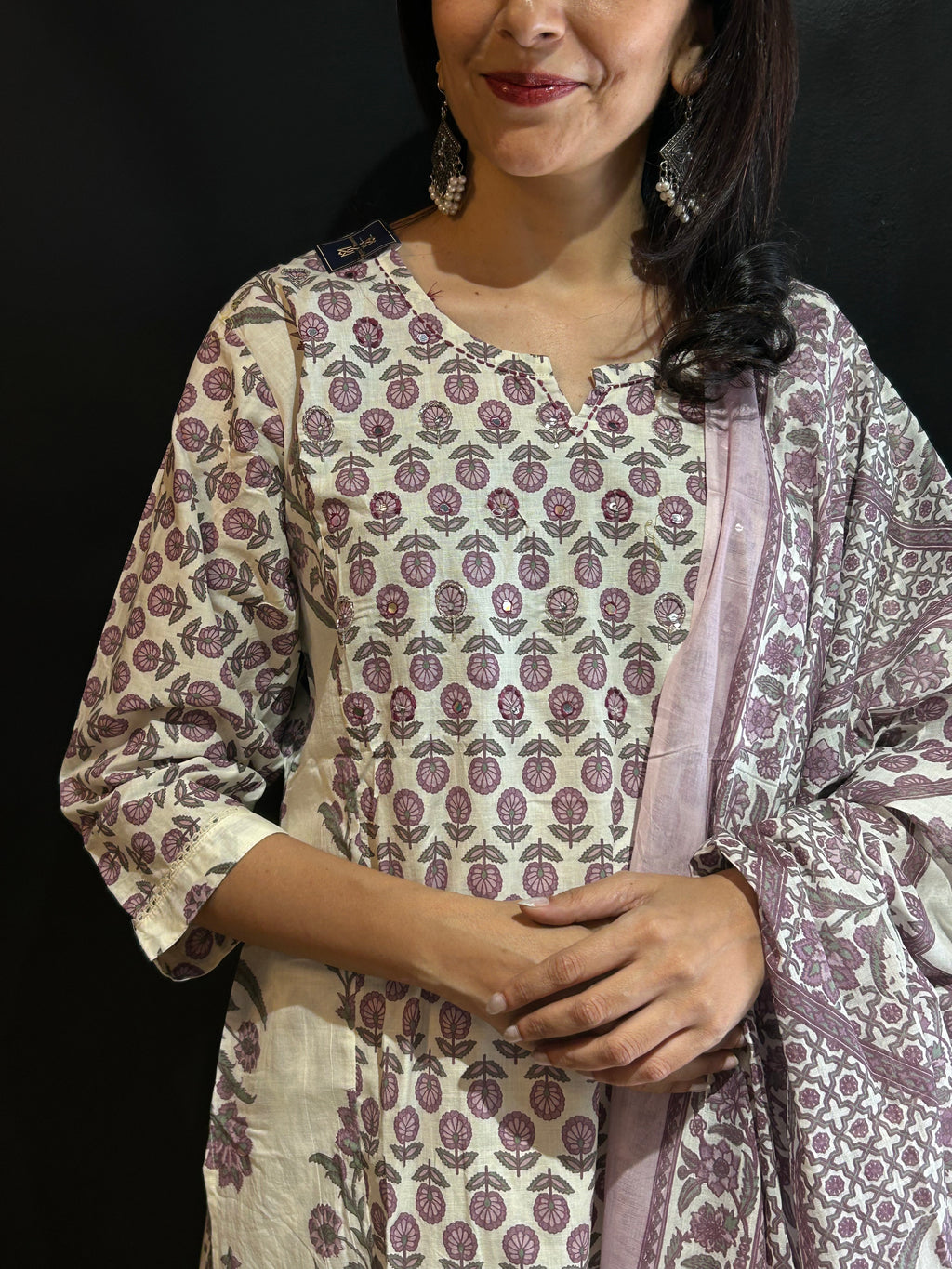 Purple Cotton Kurta Set
