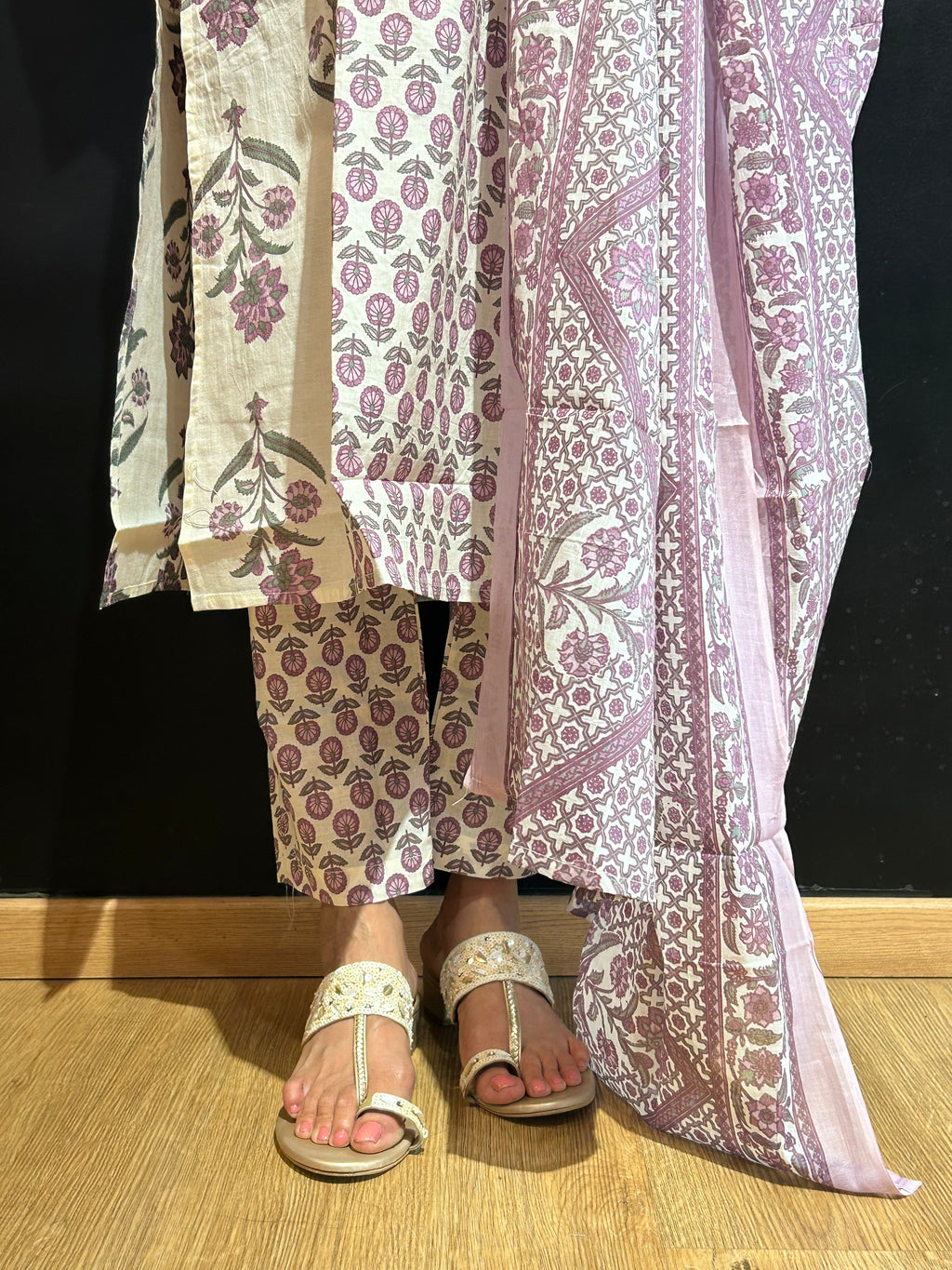 Purple Cotton Kurta Set