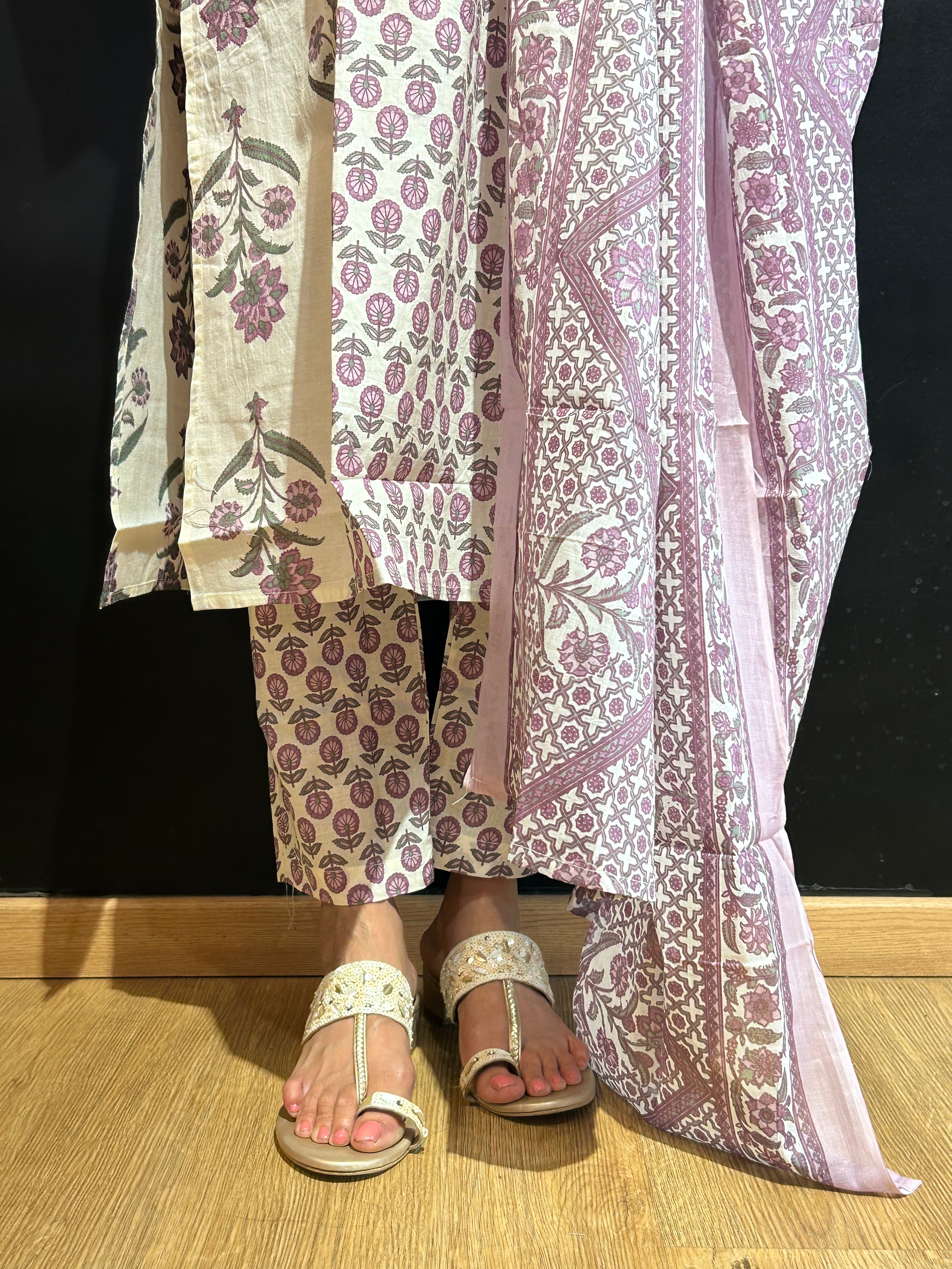 Purple Cotton Kurta Set