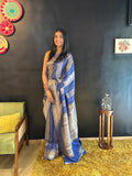Moonga Crepe Saree in Royal Blue