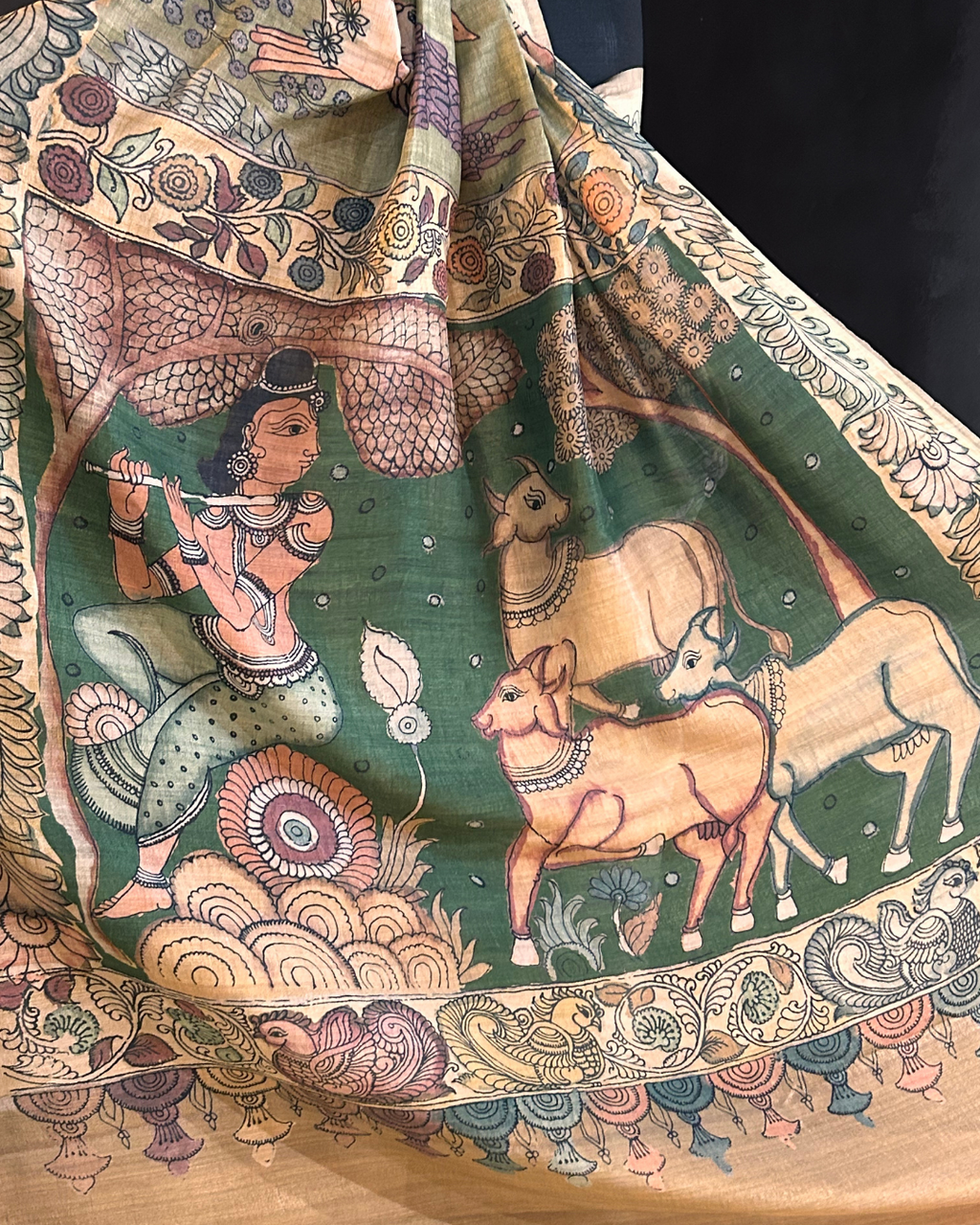 Green Soft Tussar Silk Saree