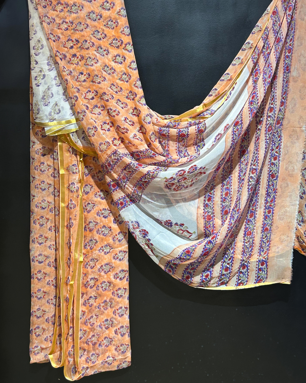 Pure Chiffon Peach Saree