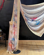Floral Beige Georgette Saree