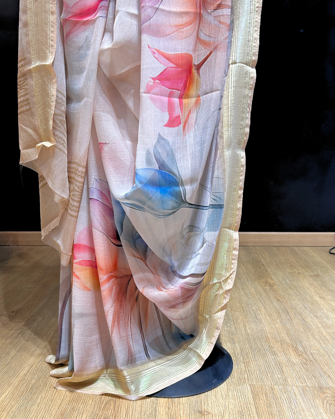 Floral Beige Georgette Saree