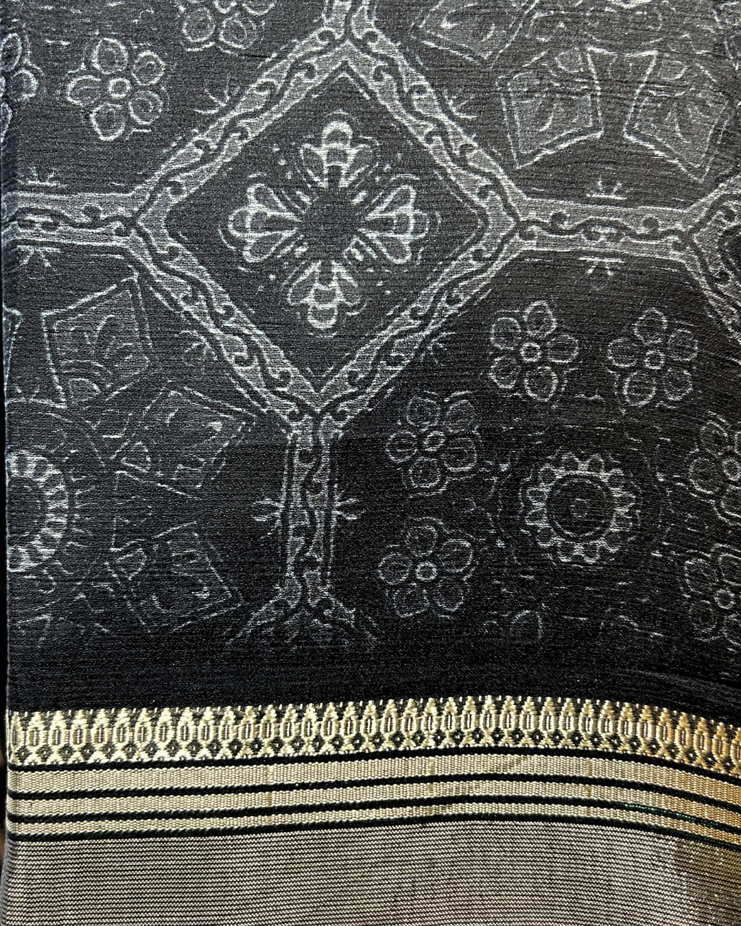 Floral Black Georgette Saree