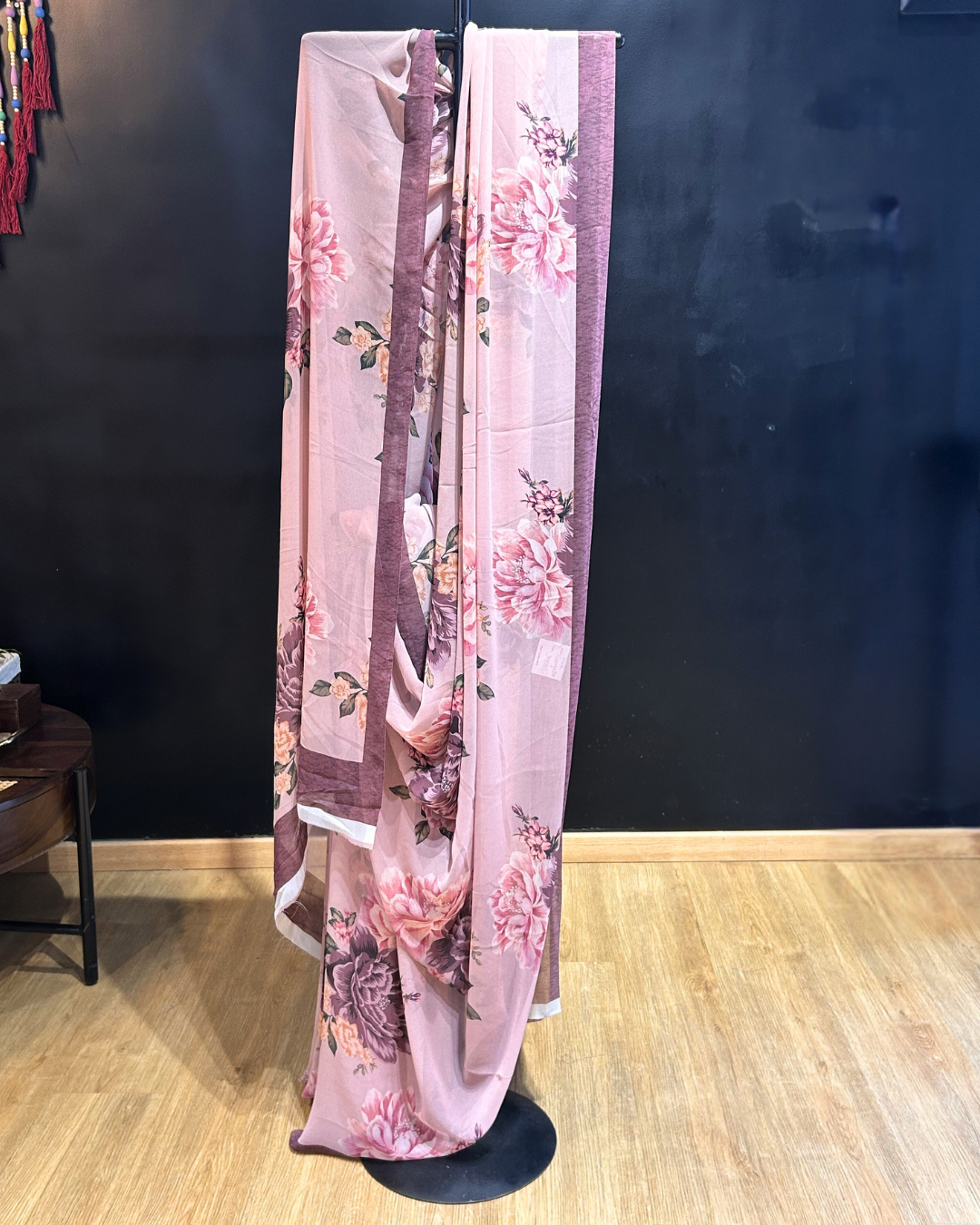 Floral Dusky Purple Georgette Saree