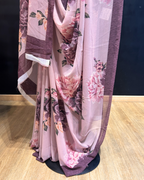Floral Dusky Purple Georgette Saree
