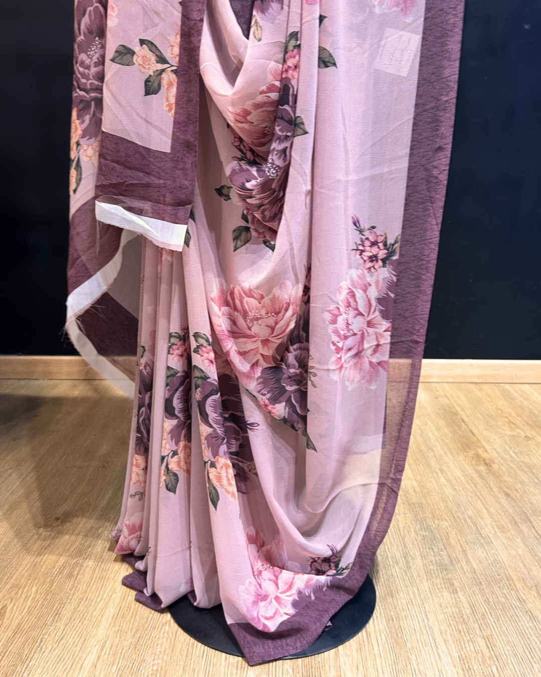 Floral Dusky Purple Georgette Saree