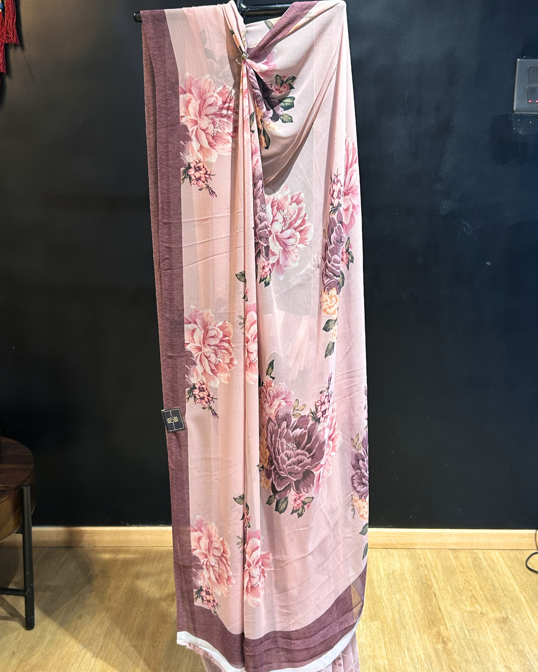 Floral Dusky Purple Georgette Saree