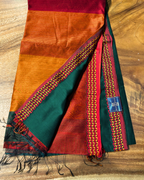 Bottle Green Maheshwari Cotton Silk Saree
