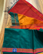 Bottle Green Maheshwari Cotton Silk Saree