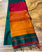 Bottle Green Maheshwari Cotton Silk Saree