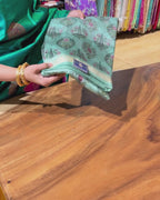 Kora Banarsi Silk Sea Green Saree