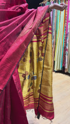 Tussar Silk Mustard Yellow Saree