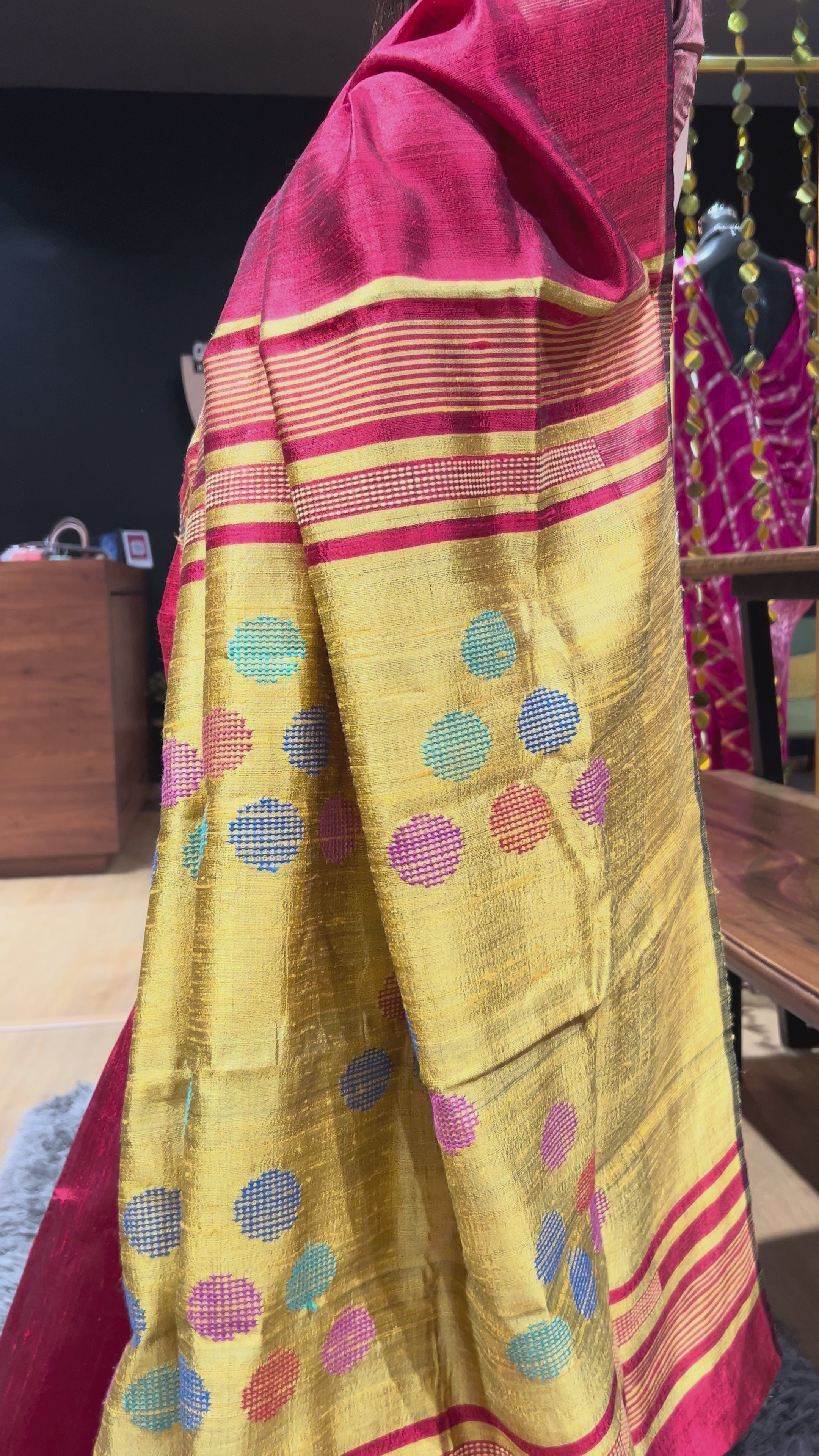 Tussar Silk Mustard Yellow Saree