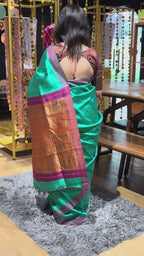 Tussar Silk Teal Green  Saree