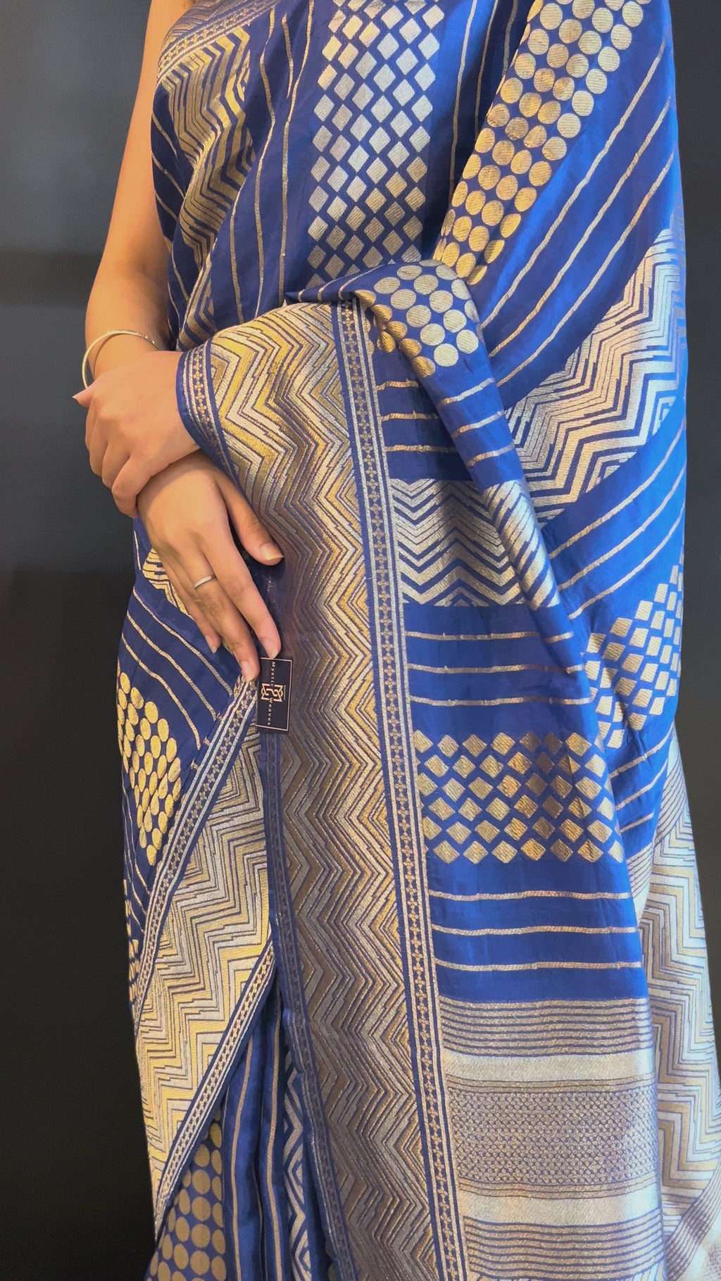 Moonga Crepe Saree in Royal Blue