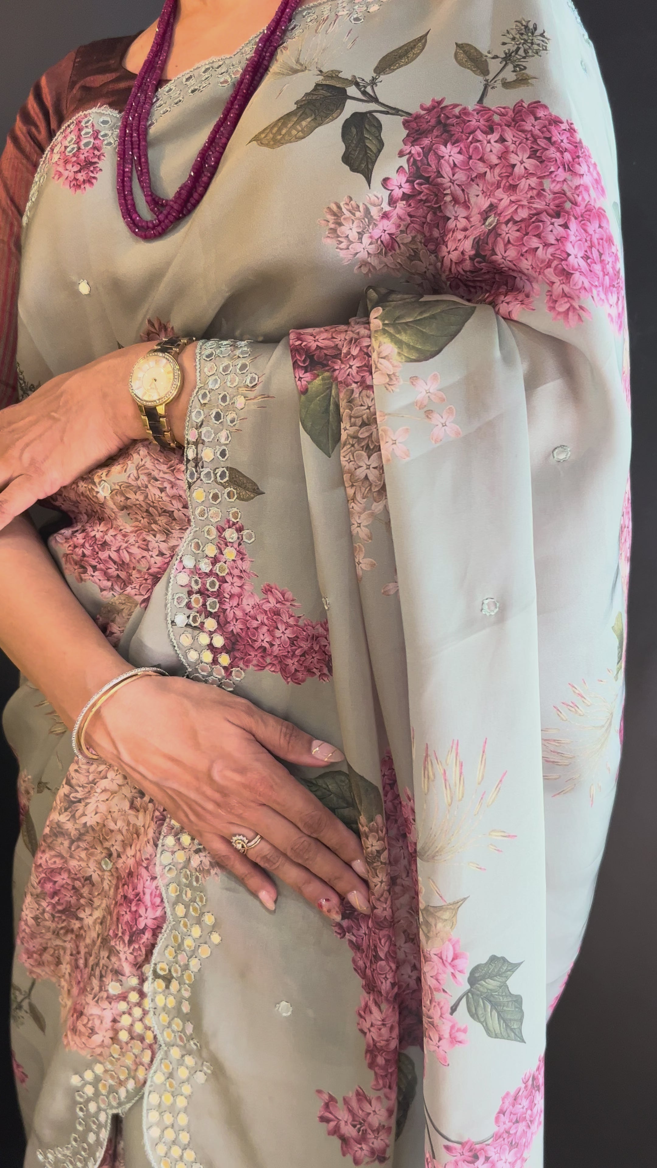 Satin Silk Olive Green Saree